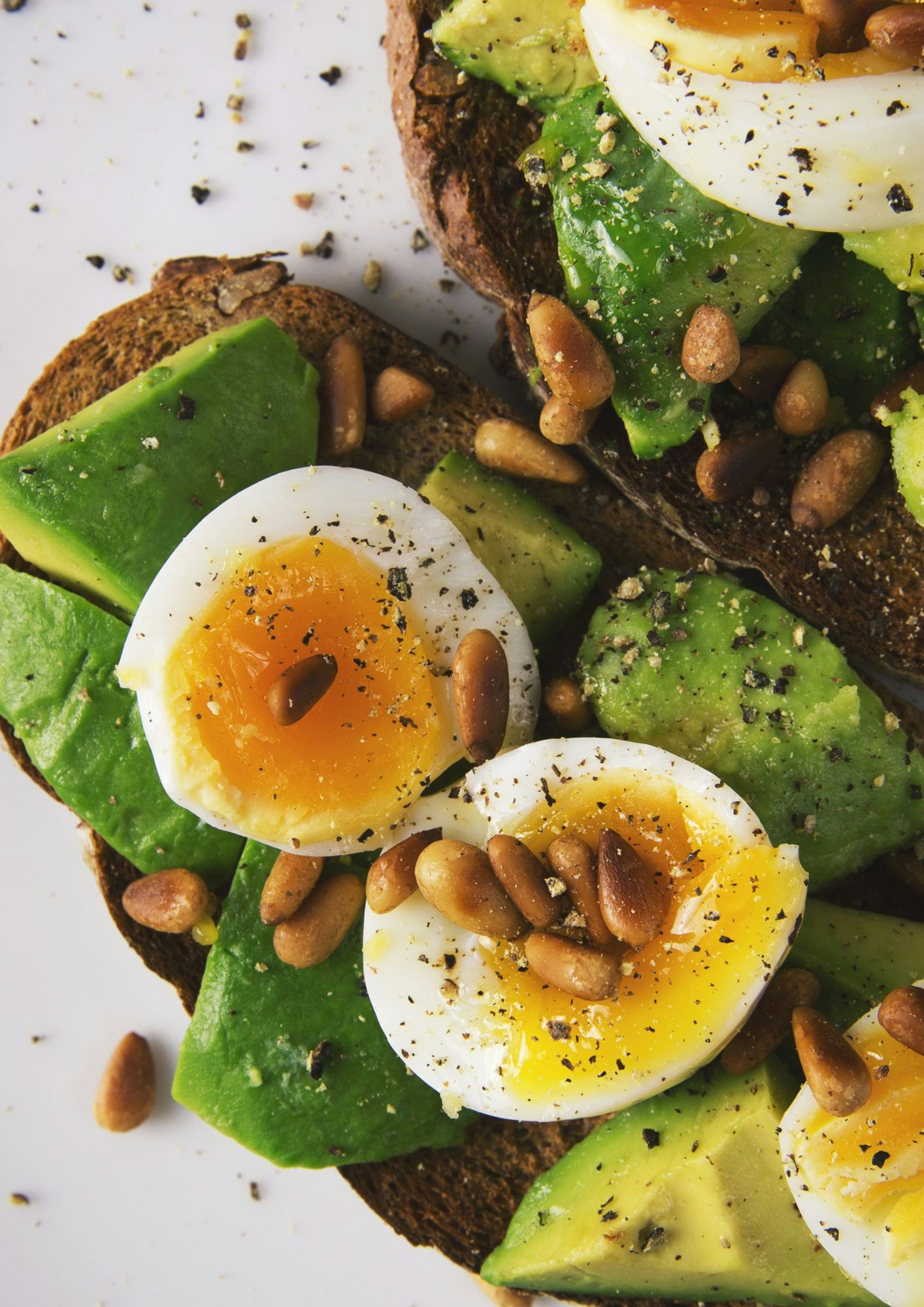 Avocado Soft-Boiled Egg Toast with Pine Nuts